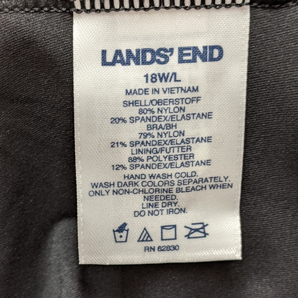 Lands End Plus Size Long Keyhole High Neck Modest Tankini Built In Bra Tall - Picture 9 of 12